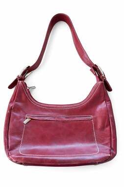 Leonardo Shoes Firenze Red Genuine Leather Hobo Shoulder Bag Made in Italy